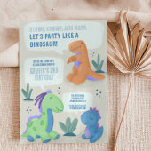 Cute Dinosaur Kids Birthday Party Invitation 招待状