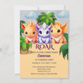 Cute Dinosaur Party a Dino Bash 1st birthday 招待状 (正面)