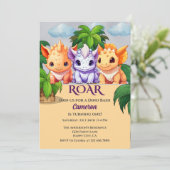 Cute Dinosaur Party a Dino Bash 1st birthday 招待状 (スタンド正面)