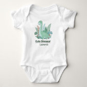 Cute Dinosaur Personalized Baby Bodysuit  ベビーボディスーツ (正面)