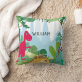 Cute Dinosaur Personalized Name Kids Room クッション (ブランケット)