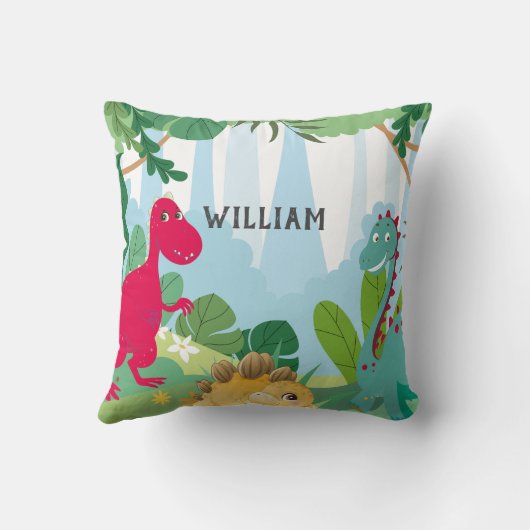 Cute Dinosaur Personalized Name Kids Room クッション (裏面)