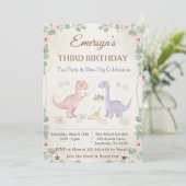 Cute Dinosaur Prehistoric Kids Birthday Party 招待状 (スタンド正面)