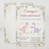 Cute Dinosaur Prehistoric Kids Birthday Party 招待状 (正面/裏面)