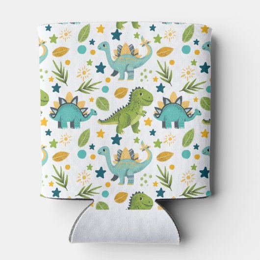 Cute Dinosaur Rex Seamless Pattern Name  缶クーラー (裏面)