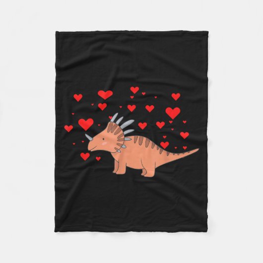 Cute Dinosaur Shirt For Valentines Day _ Tricerato フリースブランケット (正面)