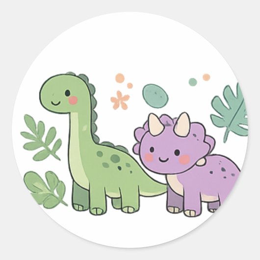 Cute dinosaur stickers ラウンドシール (正面)