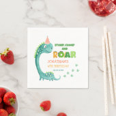 Cute Dinosaur Stomp Chomp Roar Birthday スタンダードカクテルナプキン (インサイチュ)