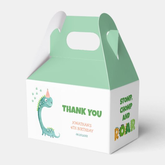 Cute Dinosaur Stomp Chomp Roar Birthday フェイバーボックス (裏面サイド)