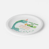 Cute Dinosaur Stomp Chomp Roar Birthday ペーパープレート (アングル)