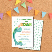 Cute Dinosaur Stomp Chomp Roar Birthday 招待状