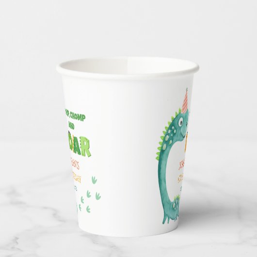 Cute Dinosaur Stomp Chomp Roar Birthday 紙コップ (左)