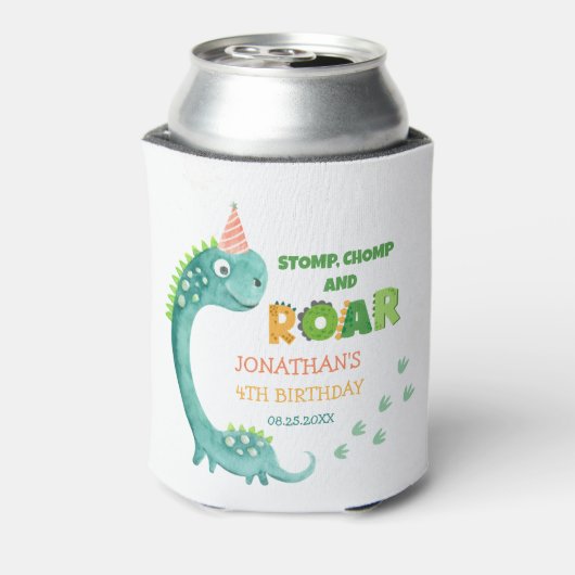 Cute Dinosaur Stomp Chomp Roar Birthday 缶クーラー (缶裏面)