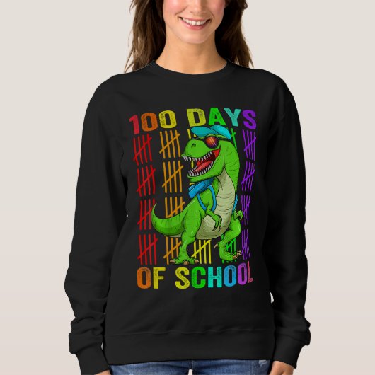 Cute Dinosaur Student Boys Kids Gift 100 Days Of S スウェットシャツ (正面)