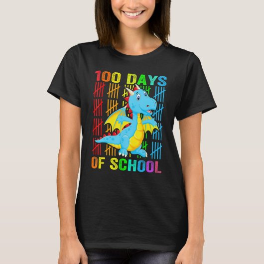 Cute Dinosaur Student Boys Kids Gift 100 Days Of S Tシャツ (正面)
