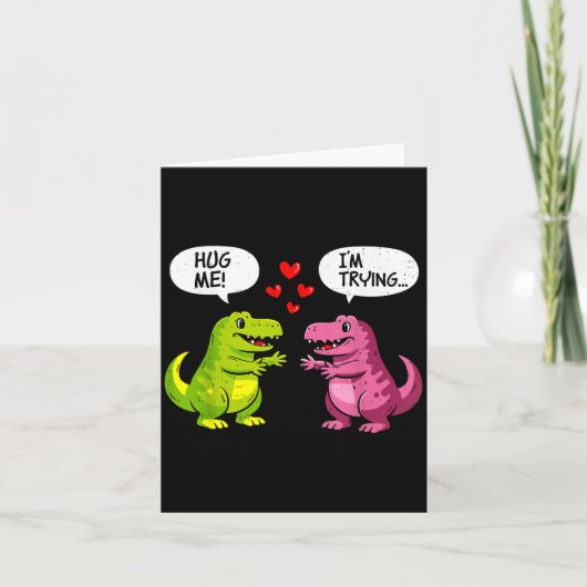 Cute Dinosaur T Rex Hug Valentines Day Couple Boyf カード (正面)