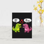 Cute Dinosaur T Rex Hug Valentines Day Couple Boyf カード (黄色い花)
