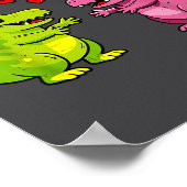 Cute Dinosaur T Rex Hug Valentines Day Couple Boyf ポスター (角)