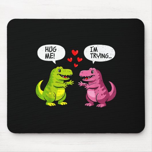 Cute Dinosaur T Rex Hug Valentines Day Couple Boyf マウスパッド (正面)