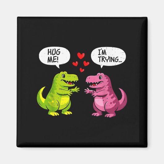Cute Dinosaur T Rex Hug Valentines Day Couple Boyf マグネット (正面)