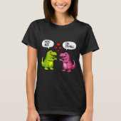 Cute Dinosaur T Rex Hug Valentines Day Couple Boyf Tシャツ (正面)