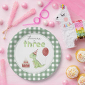 Cute Dinosaur Three-rex Birthday ペーパープレート (パーティー)