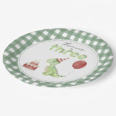 Cute Dinosaur Three-rex Birthday ペーパープレート (アングル)