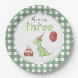 Cute Dinosaur Three-rex Birthday ペーパープレート