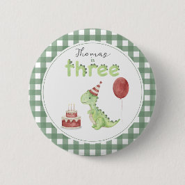 Cute Dinosaur Three-rex Birthday 缶バッジ