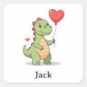 Cute Dinosaur Valentine Sticker for Boys スクエアシール (正面)