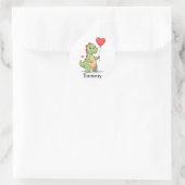 Cute Dinosaur Valentine Sticker for Boys ラウンドシール (バッグ)