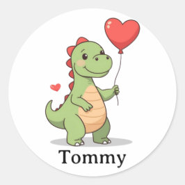 Cute Dinosaur Valentine Sticker for Boys ラウンドシール