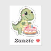 Cute Dinosaur with Birthday Cake Sticker シール (シート)