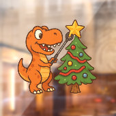 Cute dinosaur with Christmas tree ウィンドウサイン (シート2)