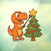 Cute dinosaur with Christmas tree ウィンドウサイン (シート3)