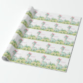 Cute Dinosaur With Pink Bow Baby Shower ラッピングペーパー (アンロールド)