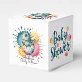 Cute Dinosaur with Watercolor Splash Baby Shower フェイバーボックス (正面サイド)