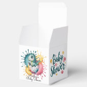 Cute Dinosaur with Watercolor Splash Baby Shower フェイバーボックス (オープン)