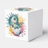 Cute Dinosaur with Watercolor Splash Baby Shower フェイバーボックス (裏面サイド)