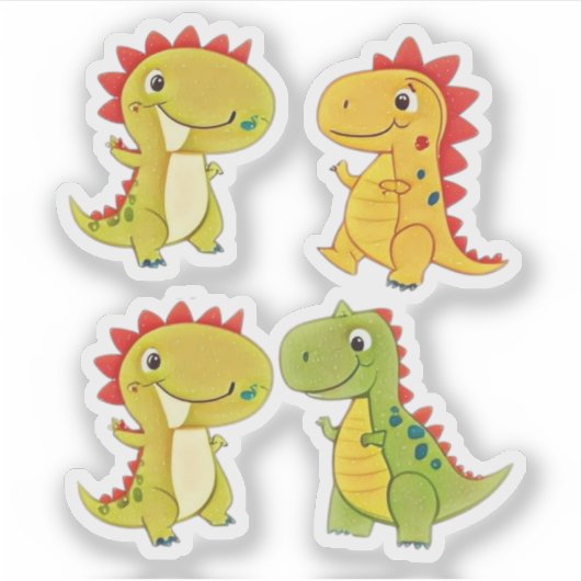 Cute Dinosaurs  シール (正面)