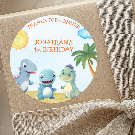 Cute Dinosaurs, Boy's birthday ラウンドシール