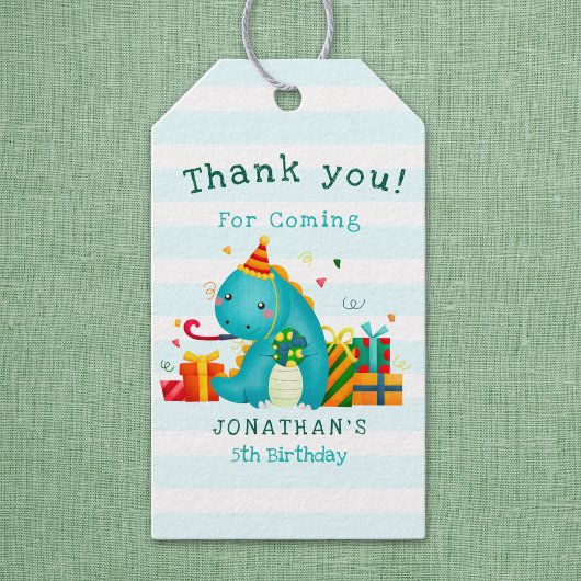 Cute Dinosaurs Stomp Chomp and roar birhtday boy ギフトタグ