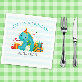 Cute Dinosaurs Stomp Chomp and roar birhtday Kids スタンダードカクテルナプキン