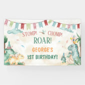 Cute Dinosaurs Stomp Chomp Roar Boy Birthday 横断幕 (横)