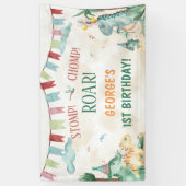 Cute Dinosaurs Stomp Chomp Roar Boy Birthday 横断幕 (縦)