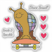 Cute Disco Snail On Skateboard Vinyl シール (正面)