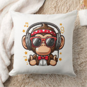 Cute DJ Monkey with Headphones for Kids クッション (ブランケット)
