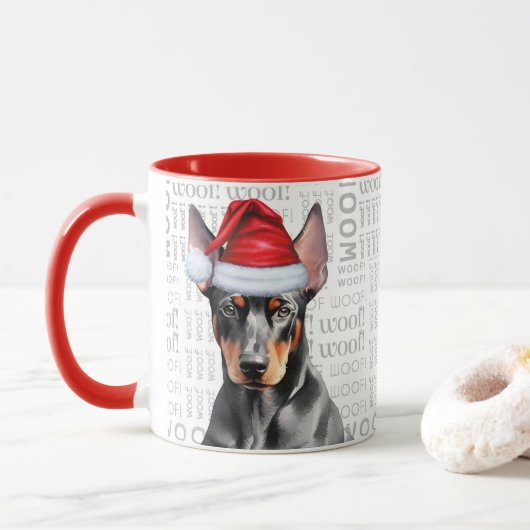 Cute Doberman Pinscher Lover Christmas Holiday マグカップ (ドーナツ)