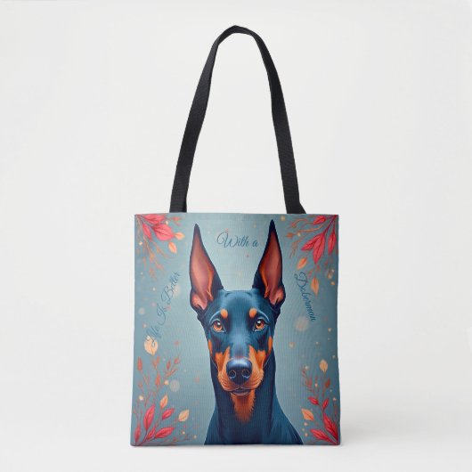 Cute Doberman Pinscher Tote Bag – Matching Pet Lov トートバッグ (正面)