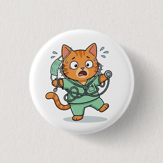 Cute Doctor Cat Button 缶バッジ (正面)